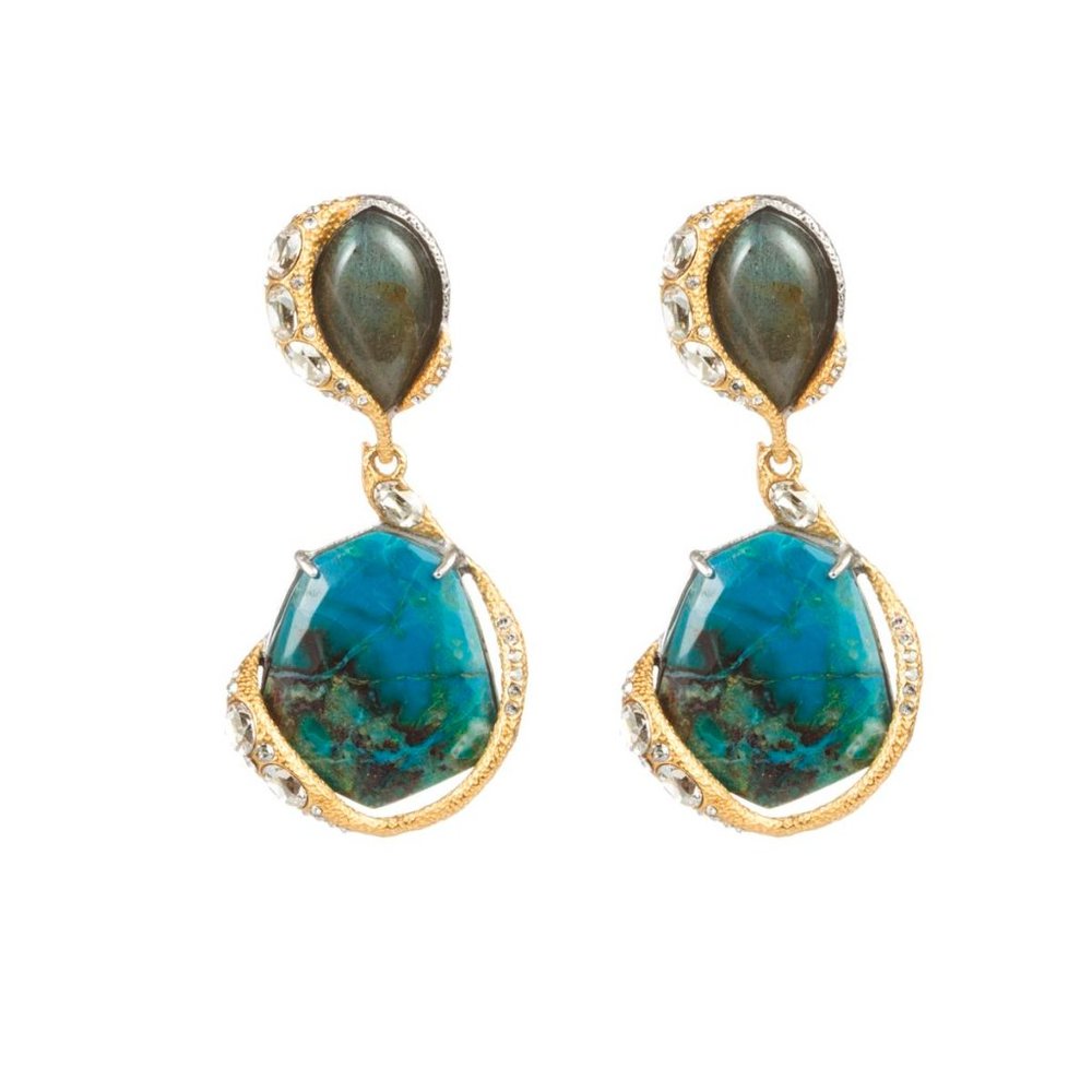 Alexis Bittar Blue and Gold Drop Earrings